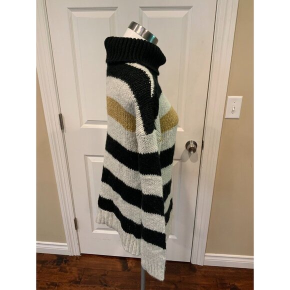 Allison Joy Black, White & Gold Striped Cowl Neck Sweater, Size Small - Picture 4 of 7